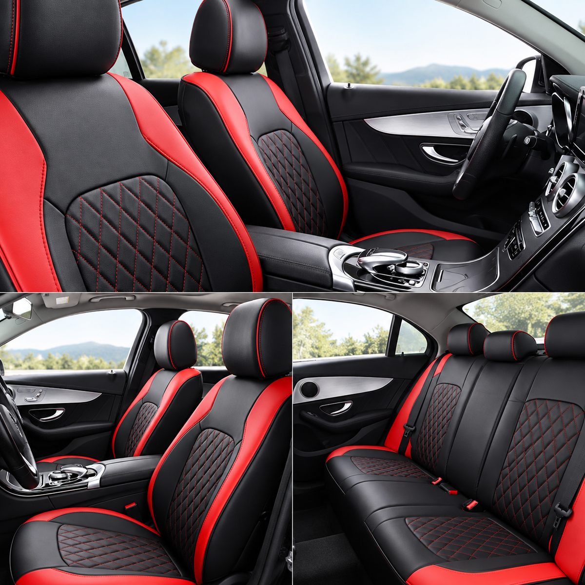iCover® 9-Piece Universal Fit Leather Car Seat Cover Set