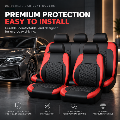 iCover® 9-Piece Universal Fit Leather Car Seat Cover Set