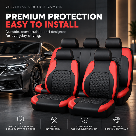 iCover® 9-Piece Universal Fit Leather Car Seat Cover Set