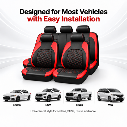 iCover® 9-Piece Universal Fit Leather Car Seat Cover Set