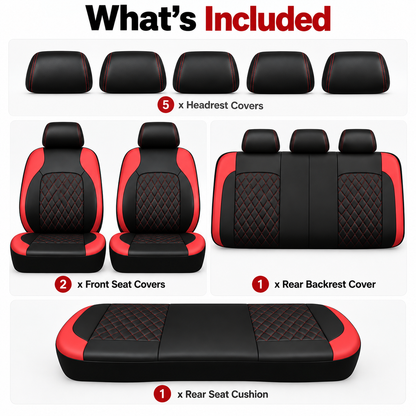 iCover® 9-Piece Universal Fit Leather Car Seat Cover Set