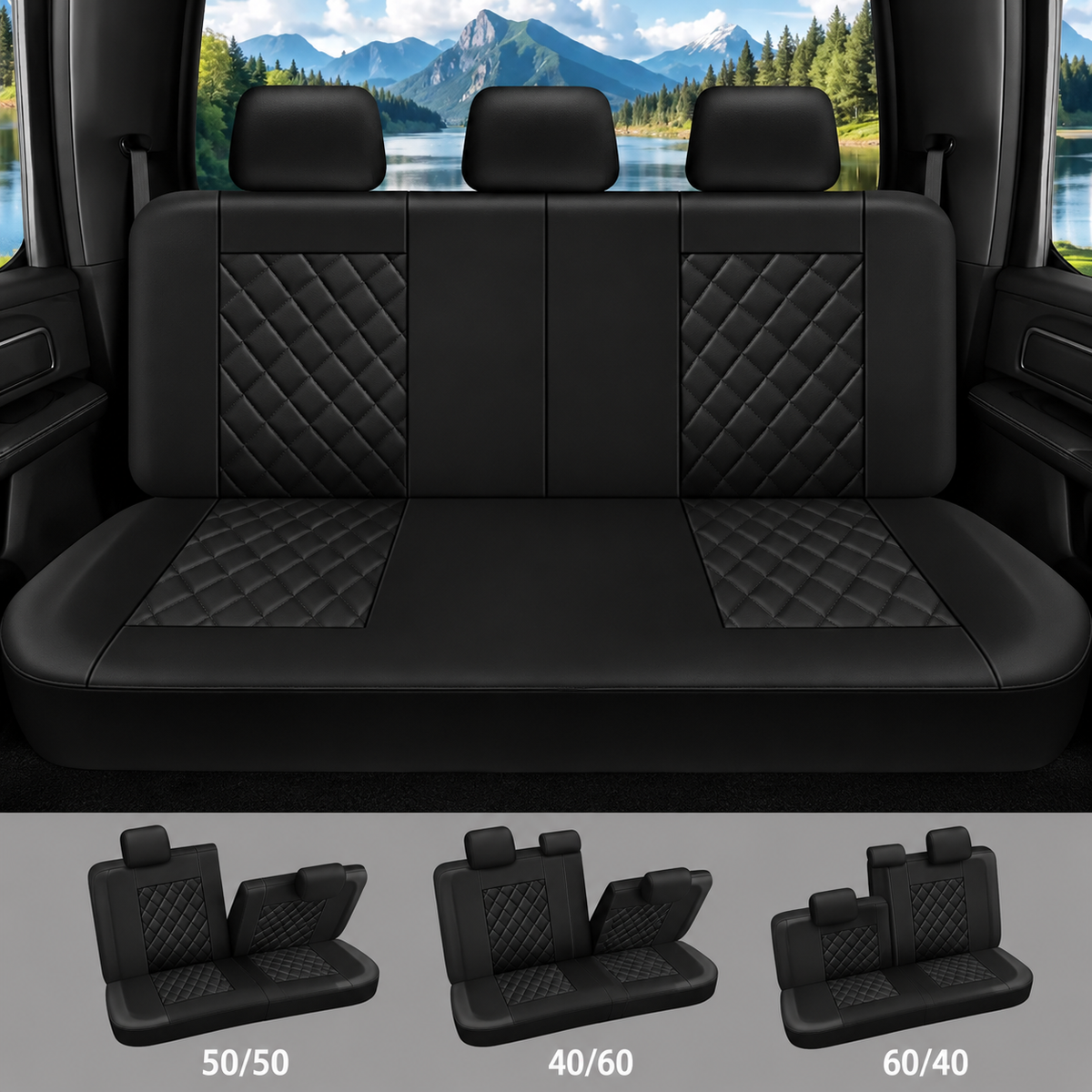 iCover® 9-Piece Universal Fit Leather Car Seat Cover Set