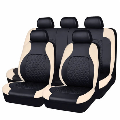 iCover® 9-Piece Universal Fit Leather Car Seat Cover Set